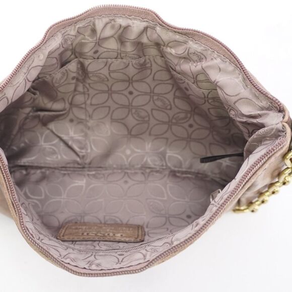 FOSSIL Brown Leather Handbag with Gold Chain Strap - Picture 9 of 9